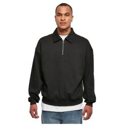 блуза,мъжки,пуловери,urban,classics,shirt,collar,half,zip,sweatshirt,black