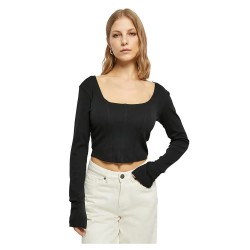 тениска,дамски,тениски,urban,classics,short,rib,corsage,long,sleeve,t,shirt,black,(black)