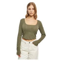 тениска,дамски,тениски,urban,classics,short,rib,corsage,long,sleeve,t,shirt,olive,(green)
