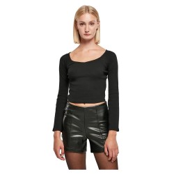 тениска,дамски,тениски,urban,classics,short,rib,wide,v,neck,long,sleeve,v,neck,t,shirt,black,(black)
