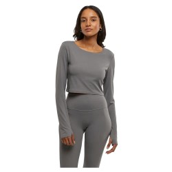 фланелка,с,дълъг,ръкав,дамски,топове,urban,classics,sports,long,sleeve,top,grey