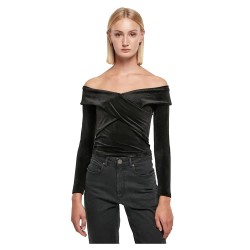 тениска,дамски,тениски,urban,classics,velvet,rib,crossed,off,shoulder,long,sleeve,t,shirt,black