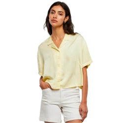 риза,с,къс,ръкав,дамски,блузи,дамски,ризи,urban,classics,viscose,satin,resort,short,sleeve,shirt,yellow,(soft,yellow)