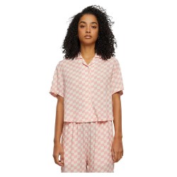 карирана,риза,дамски,блузи,дамски,ризи,urban,classics,viscose,resort,short,sleeve,shirt,lemonade,pink,check,(pink)