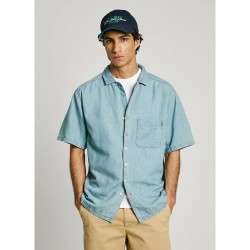 риза,с,къс,ръкав,мъжки,ризи,pepe,jeans,mace,tint,short,sleeve,shirt,denim,6oz,blue,lightweight,denim,(blue)