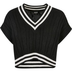 блуза,дамски,пуловери,дамски,плетени,дрехи,urban,classics,cropped,knit,college,v,neck,sweater,black,(black)