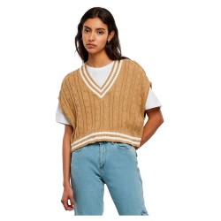блуза,дамски,пуловери,дамски,плетени,дрехи,urban,classics,cropped,knit,college,v,neck,sweater,brown,(union,beige)