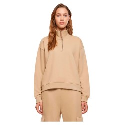 блуза,дамски,пуловери,дамски,плетени,дрехи,urban,classics,light,terry,half,zip,sweater,union,beige,(beige)
