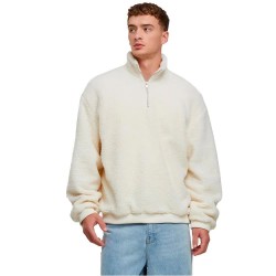 блуза,мъжки,пуловери,urban,classics,oversized,teddy,half,zip,sweater,beige,(white,sand)