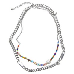 бижутерия,urban,classics,peace,bead,necklace,2,units,silver,(silver)