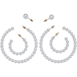бижутерия,urban,classics,pearl,hoop,earrings,3,units,golden,(gold)