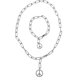 бижутерия,urban,classics,y,chain,peace,pendant,with,bracelet,necklace,silver,(silver)