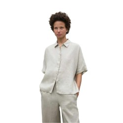 риза,с,къс,ръкав,дамски,блузи,дамски,ризи,ecoalf,melania,short,sleeve,shirt,beige,grey,(mist)