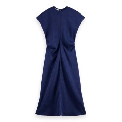 рокля,дамски,поли,и,рокли,scotch,&,soda,179574,satin,short,sleeve,midi,dress,blue