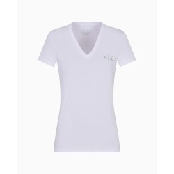 тениска,дамски,тениски,armani,exchange,xw000521,af10359,short,sleeve,v,neck,t,shirt,white