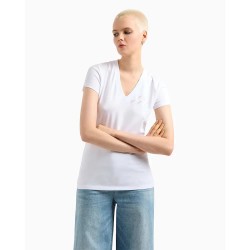 тениска,дамски,тениски,armani,exchange,xw000600,af10355,short,sleeve,v,neck,t,shirt,white