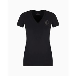 тениска,дамски,тениски,armani,exchange,xw000606,af10355,short,sleeve,v,neck,t,shirt,black