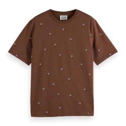 тениска,мъжки,тениски,scotch,&,soda,180052,aop,regular,fit,short,sleeve,t,shirt,cold,brew,(brown)