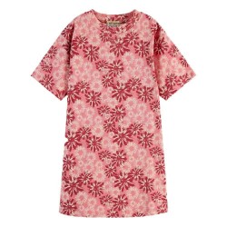 рокля,детски,поли,и,рокли,scotch,&,soda,floral,short,sleeve,short,dress,pink