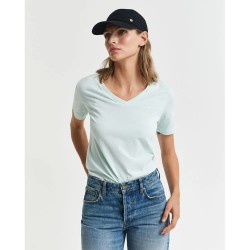 тениска,дамски,тениски,gant,4200867,short,sleeve,v,neck,t,shirt,green,(faded,mint)