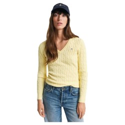 блуза,дамски,пуловери,дамски,плетени,дрехи,gant,4800101,v,neck,sweater,yellow
