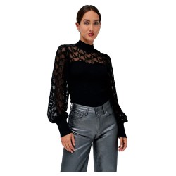 блуза,дамски,пуловери,дамски,плетени,дрехи,salsa,jeans,21009324,slim,fit,high,neck,sweater,black,(black)
