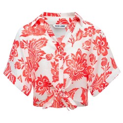 Риза с къс ръкав Salsa jeans 21009457 Loose Fit short sleeve shirt - White (Medium Red) риза,с,къс,ръкав,дамски,ризи,salsa,jeans,21009457,loose,fit,short,sleeve,shirt,white,(medium,red)