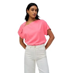 Salsa jeans 21010590 Regular Fit short sleeve blouse - Pink (Medium Pink V2) дамски,блузи,salsa,jeans,21010590,regular,fit,short,sleeve,blouse,pink,(medium,pink,v2)