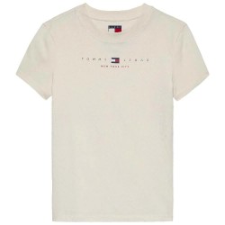 тениска,дамски,тениски,tommy,jeans,us,linear,slim,fit,short,sleeve,t,shirt,beige,(ancient,white)