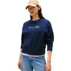 блуза,дамски,блузи,tommy,hilfiger,lurex,script,regular,fit,sweatshirt,blue