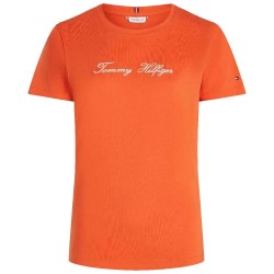 тениска,дамски,тениски,tommy,hilfiger,script,regular,fit,short,sleeve,t,shirt,brilliant,orange,(orange)