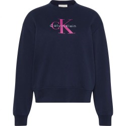 блуза,дамски,блузи,calvin,klein,jeans,essentials,monogram,french,terry,sweatshirt,blue
