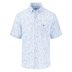 Риза с къс ръкав Fynch hatton 15046111 Summer Linen Prints short sleeve shirt - Blue (Summer Breeze) риза,с,къс,ръкав,мъжки,ризи,fynch,hatton,15046111,summer,linen,prints,short,sleeve,shirt,blue,(summer,breeze)