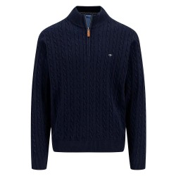 Блуза Fynch hatton Cable half zip sweater - Blue (Navy) блуза,мъжки,пуловери,fynch,hatton,cable,half,zip,sweater,blue,(navy)