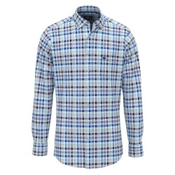 карирана,риза,мъжки,ризи,fynch,hatton,classic,combi,checks,long,sleeve,shirt,blue,(navy)