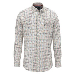 Риза с дълъг ръкав Fynch hatton Combi Print long sleeve shirt - Beige (Poppy Red) риза,с,дълъг,ръкав,мъжки,ризи,fynch,hatton,combi,print,long,sleeve,shirt,beige,(poppy,red)