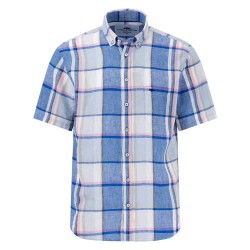 карирана,риза,мъжки,ризи,fynch,hatton,colorful,linen,checks,short,sleeve,shirt,strong,blue,(blue)