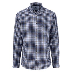 Карирана риза Fynch hatton Linen Classic Checks long sleeve shirt - Blue (Navy) карирана,риза,мъжки,ризи,fynch,hatton,linen,classic,checks,long,sleeve,shirt,blue,(navy)