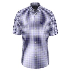 карирана,риза,мъжки,ризи,fynch,hatton,seersucker,check,short,sleeve,shirt,blue,(navy)