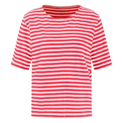 Тениска Fynch hatton Stripe Slub Structure short sleeve T-shirt - Red (Fresh Rose) тениска,мъжки,тениски,дамски,тениски,fynch,hatton,stripe,slub,structure,short,sleeve,t,shirt,red,(fresh,rose)