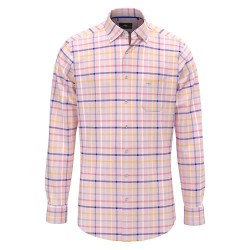 Карирана риза Fynch hatton Summer Oxford Check long sleeve shirt - Pink (Peony) карирана,риза,дамски,ризи,мъжки,ризи,fynch,hatton,summer,oxford,check,long,sleeve,shirt,pink,(peony)