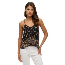 тениска,дамски,тениски,superdry,vintage,ladder,trim,sleeveless,t,shirt,boho,paisley,mix,(black)