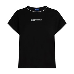 тениска,дамски,тениски,karl,lagerfeld,drapey,logo,short,sleeve,t,shirt,black