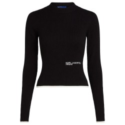 блуза,дамски,пуловери,дамски,плетени,дрехи,karl,lagerfeld,mock,high,neck,sweater,black