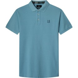 мъжки,блузи,с,яка,hackett,heritage,madras,trim,short,sleeve,polo,wave,blue,(blue)