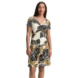 къси,панталони,дамски,поли,и,рокли,tom,tailor,easy,jersey,short,sleeve,short,dress,neutral,cut,leaves,design,(white)