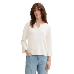 блуза,дамски,блузи,tom,tailor,knit,milano,sweatshirt,white,(whisper,white)