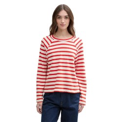 тениска,дамски,тениски,tom,tailor,structure,buttons,long,sleeve,t,shirt,white,red,stripe,(red)