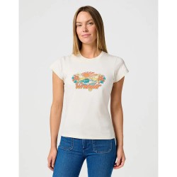 Тениска Wrangler Shrunken Band Slim Fit short sleeve T-shirt - White (Vintage White / Multicolor) тениска,дамски,тениски,wrangler,shrunken,band,slim,fit,short,sleeve,t,shirt,white,(vintage,white,multicolor)