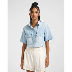риза,с,къс,ръкав,дамски,блузи,дамски,ризи,lee,chambray,utility,short,sleeve,shirt,endless,light,(blue)